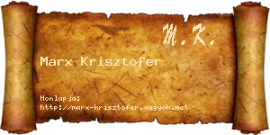 Marx Krisztofer névjegykártya